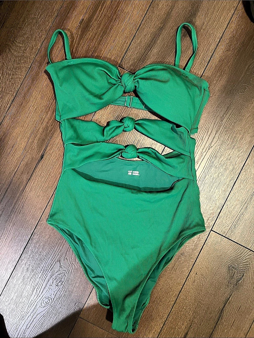 Aerie Ribbed Triple Knot One Piece Swimsuit Green One-Piece Swimsuit